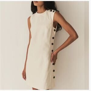 NEW Doen Coralie Sleeveless Mini Shift Hemp Dress in Magnolia Ivory Sz 10